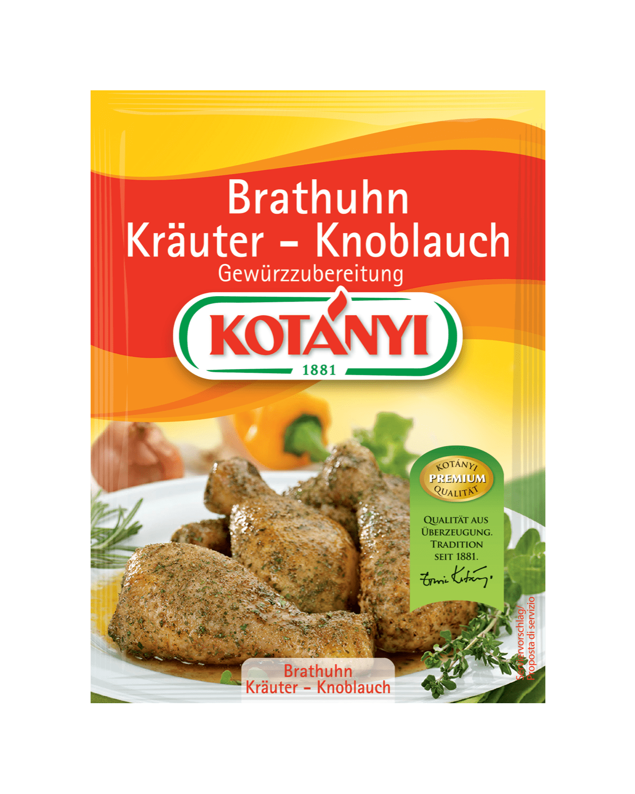 Kotányi Brathuhn Kräuter-Knoblauch Gewürzzubereitung im Brief