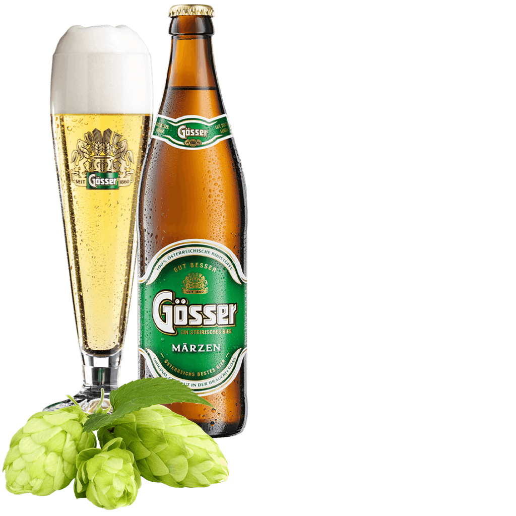 Gösser Märzen Bier mit Hopfen