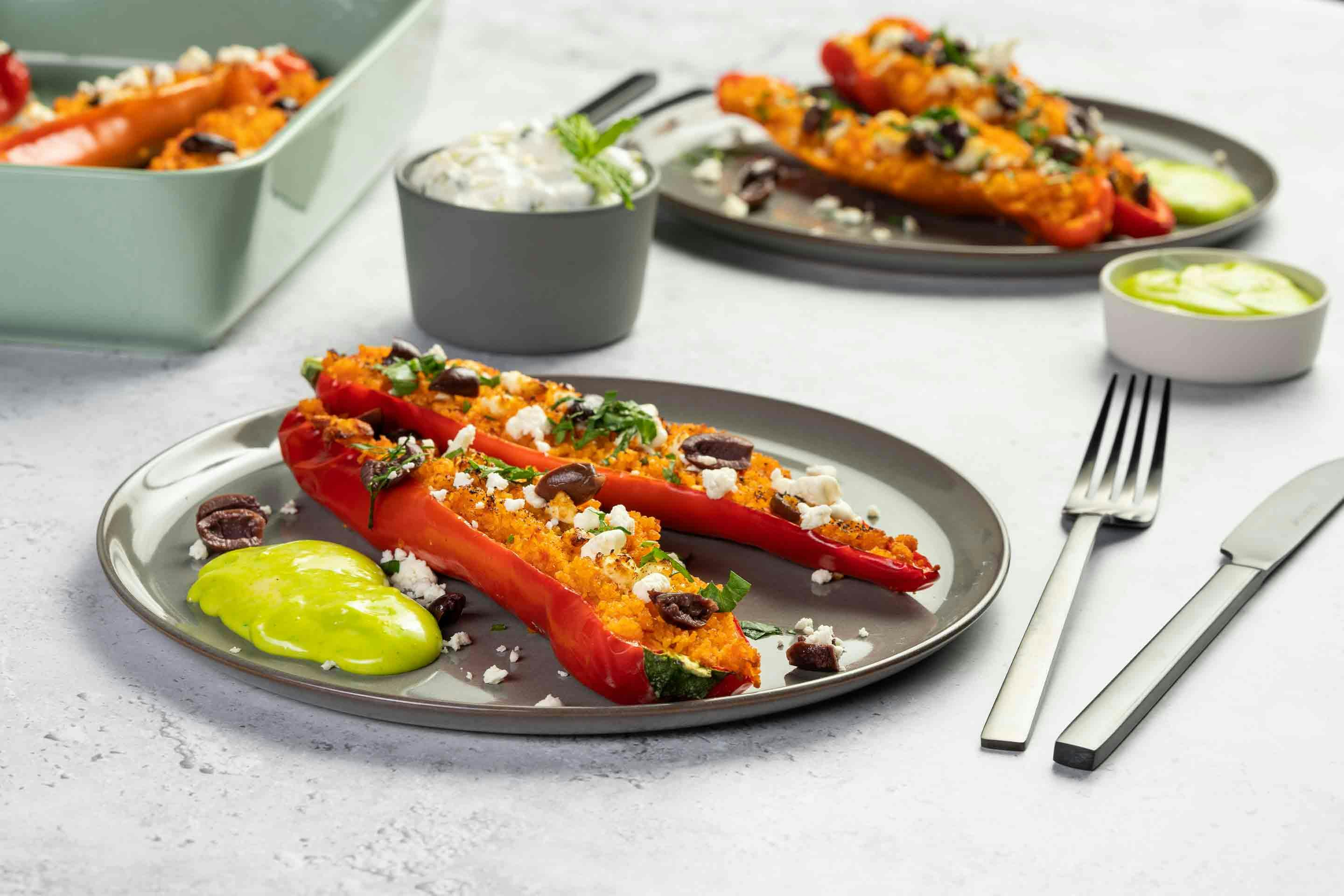 Stuffed Peppers with a Pea and Mint Dip