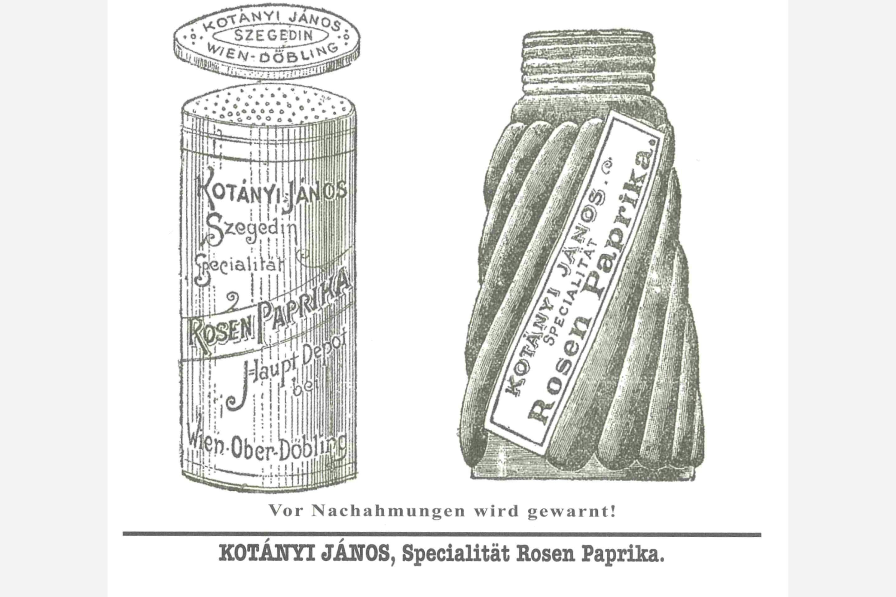 A drawing of the Kotányi paprika shaker from 1900.