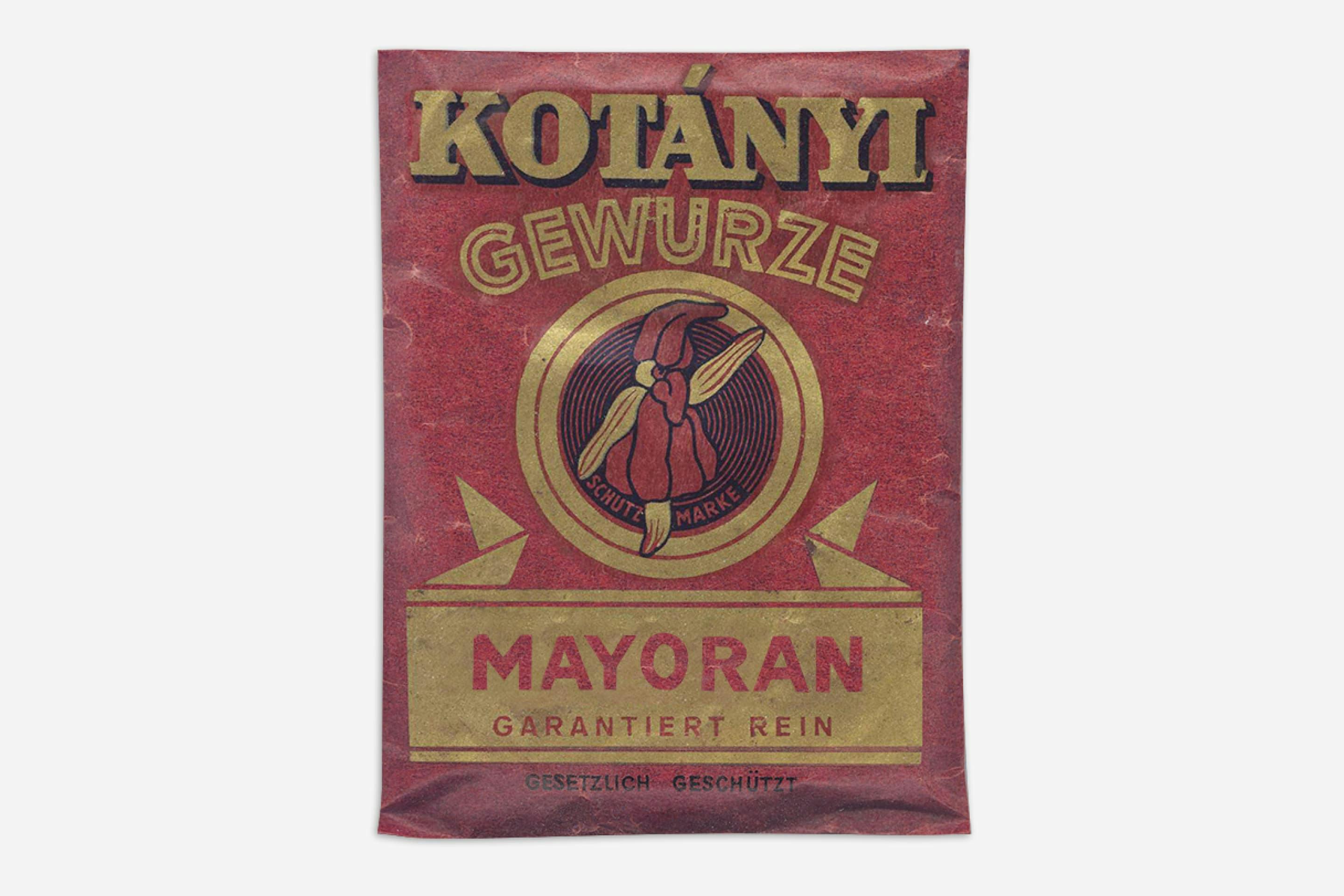 A Kotányi marjoram sachet from 1900.