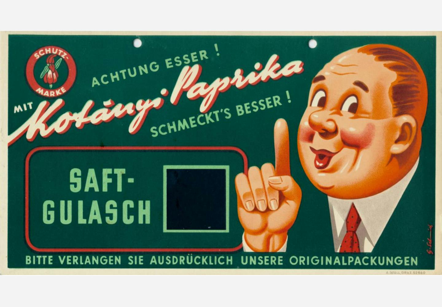 A Kotányi advertising sign for goulash from the 1950s.