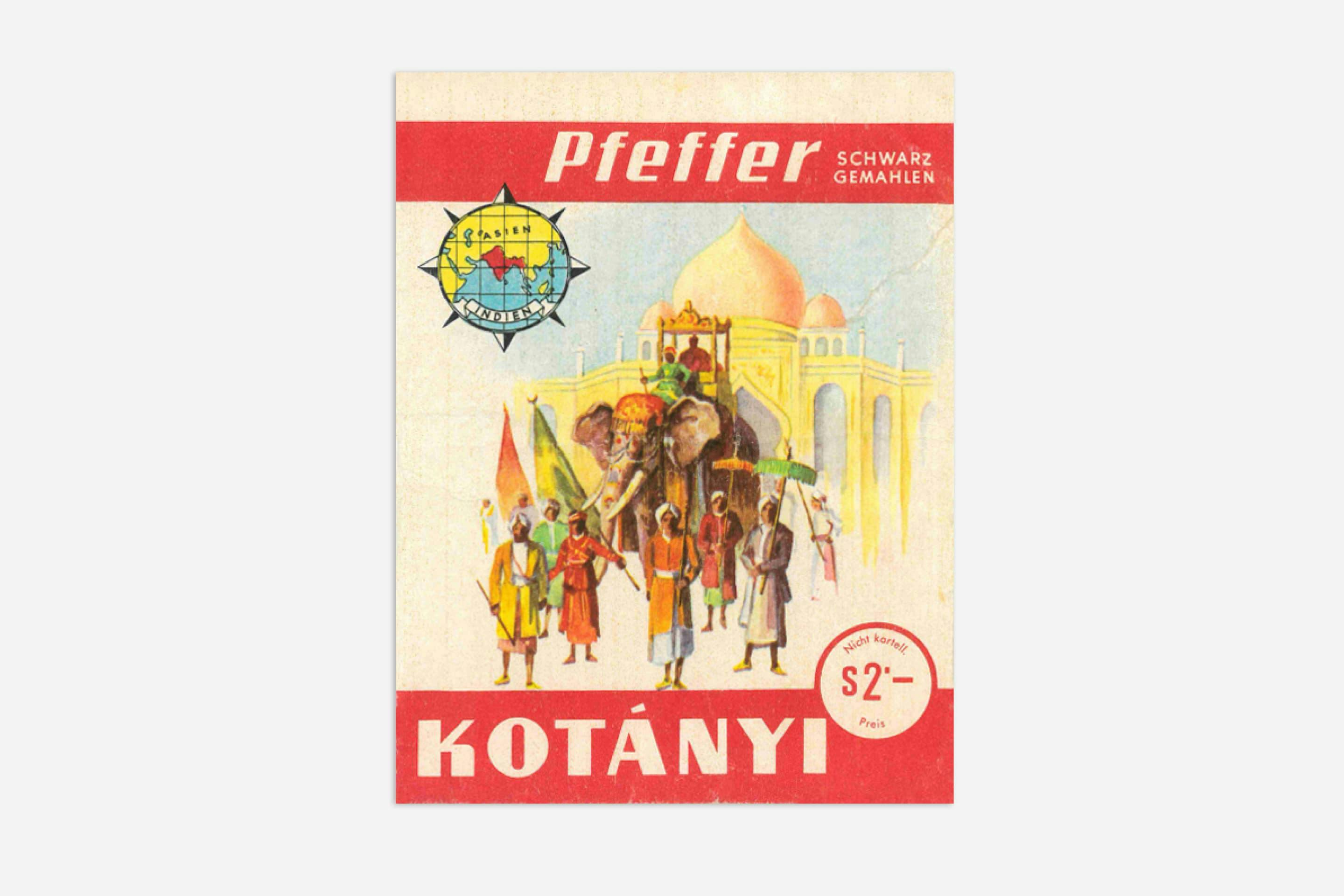 Kotányi pepper sachet from 1970.