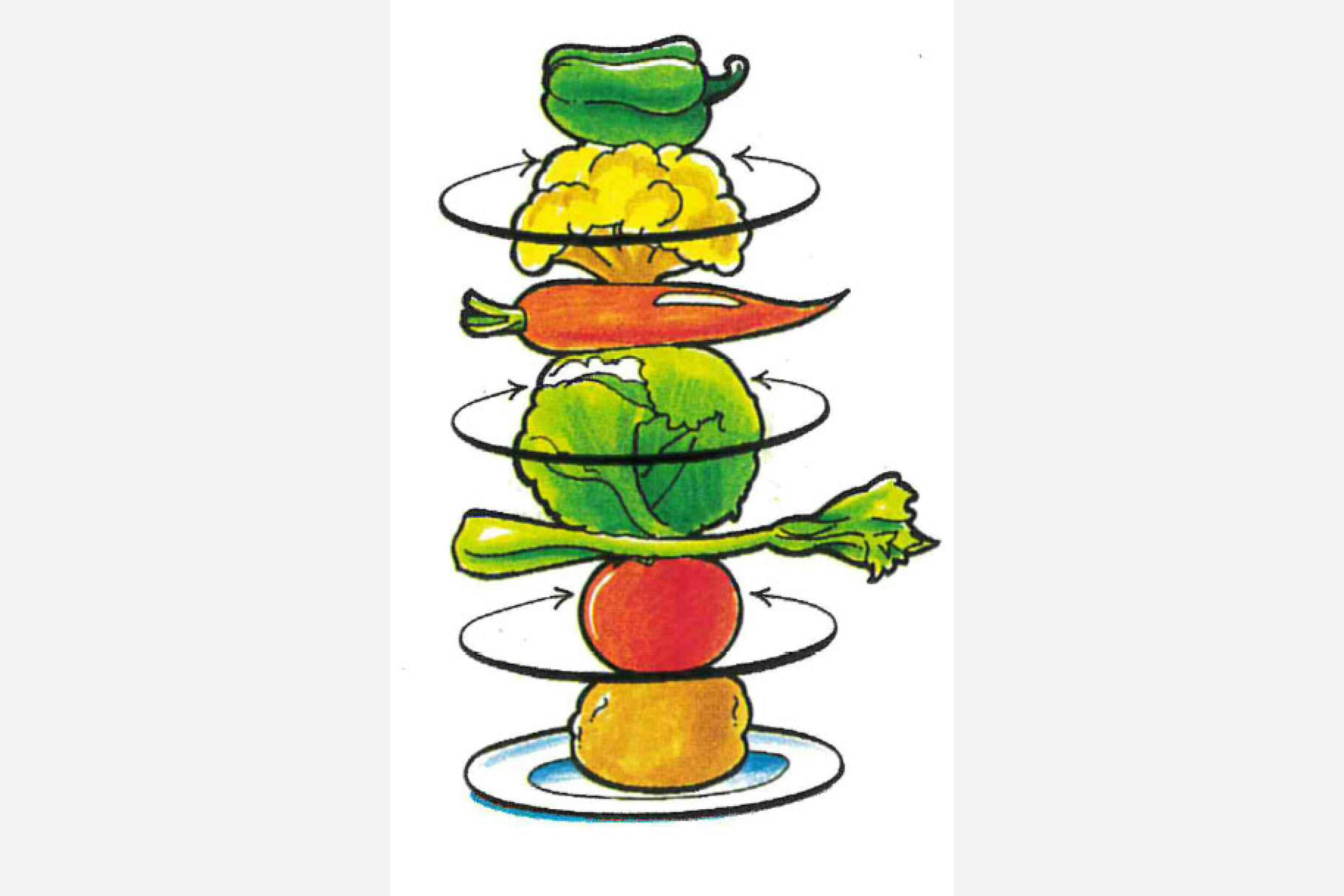 Illustration of a vegetable stack.