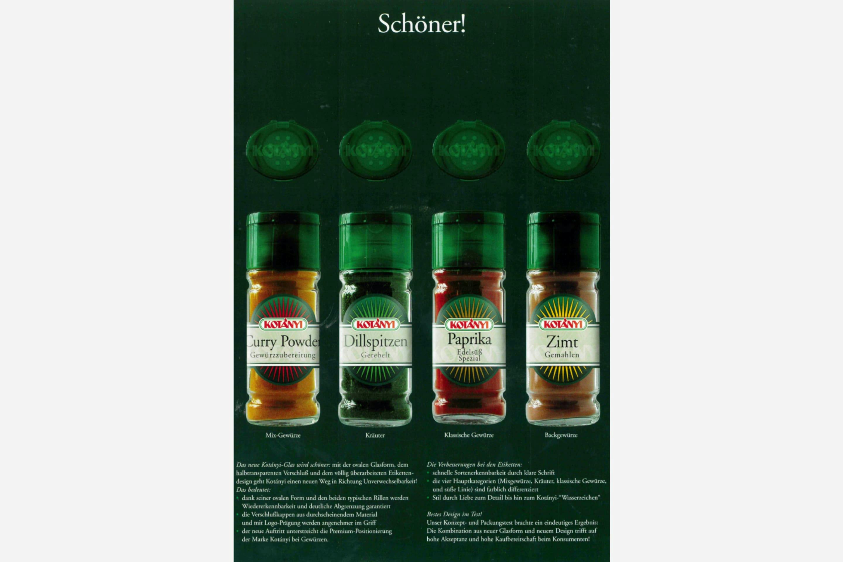 Kotányi advertising poster for spice in glasses from the 2000s