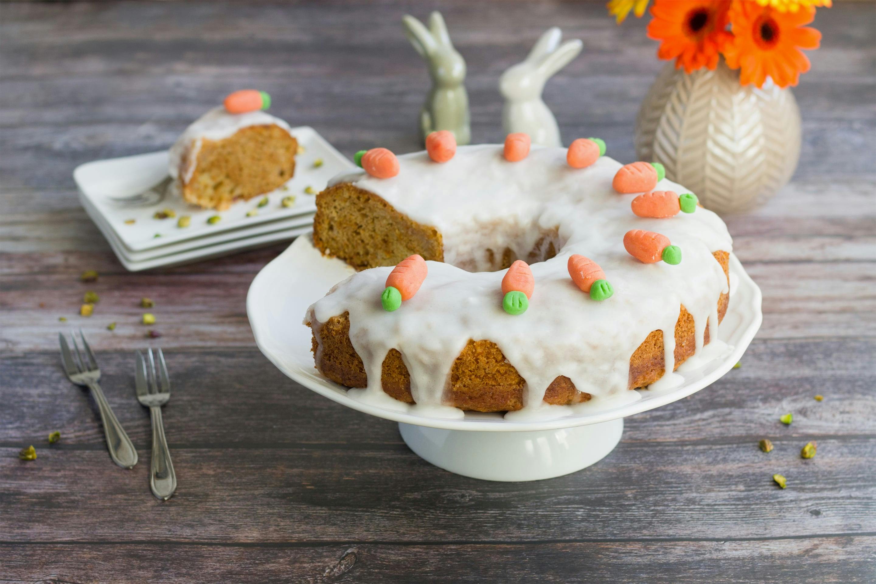 This moist carrot cake is the perfect centerpiece of every easter feast.