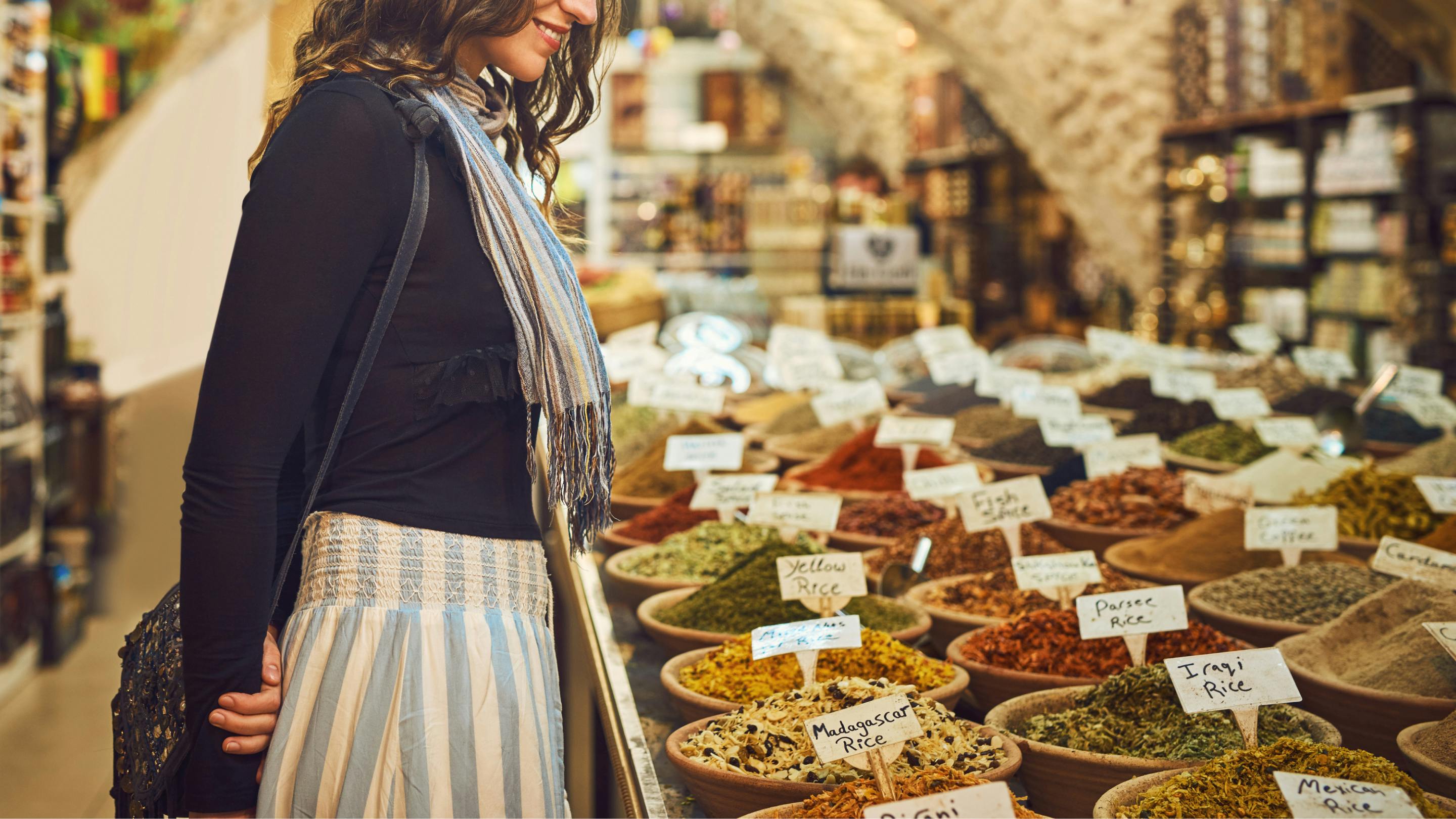 Woman looking at spices