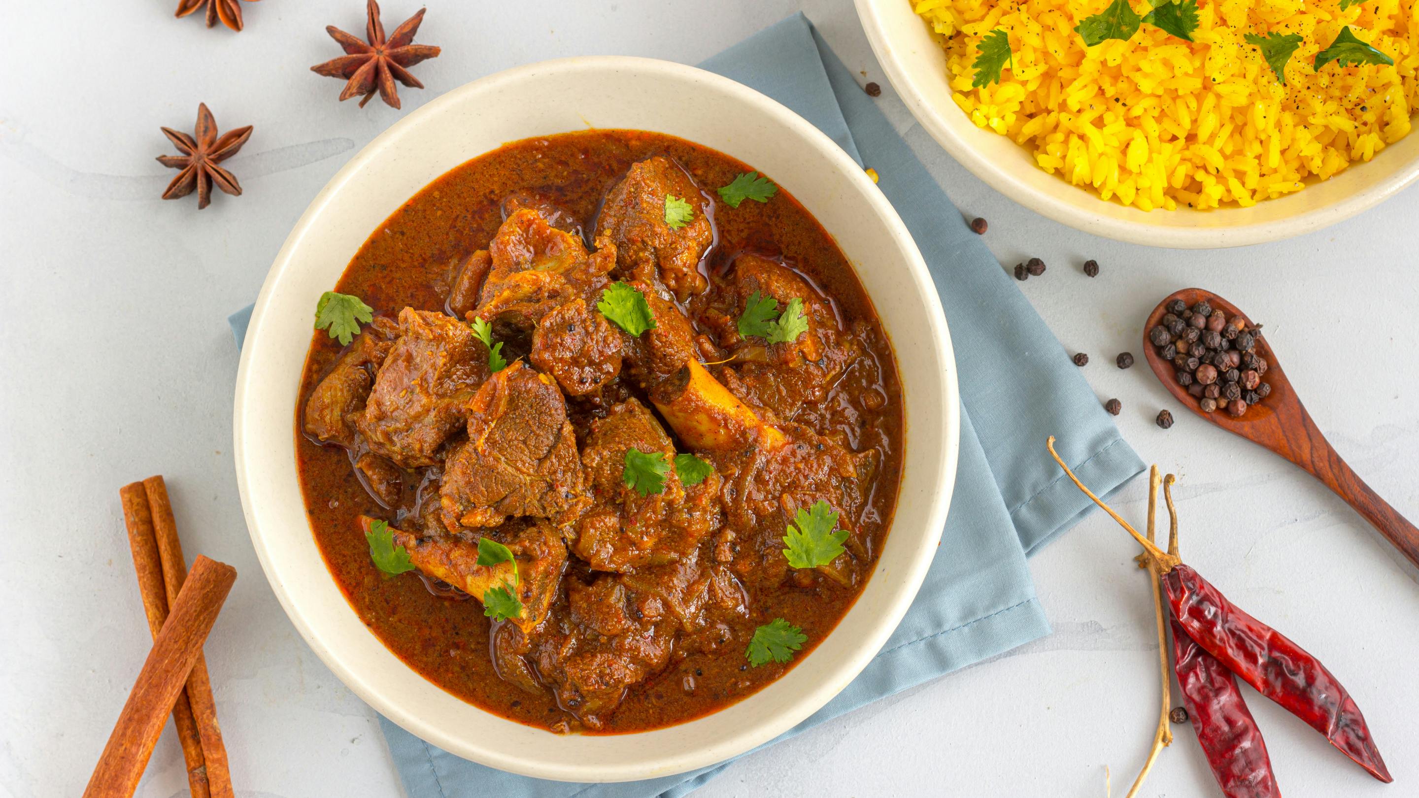 Lamb curry and spices